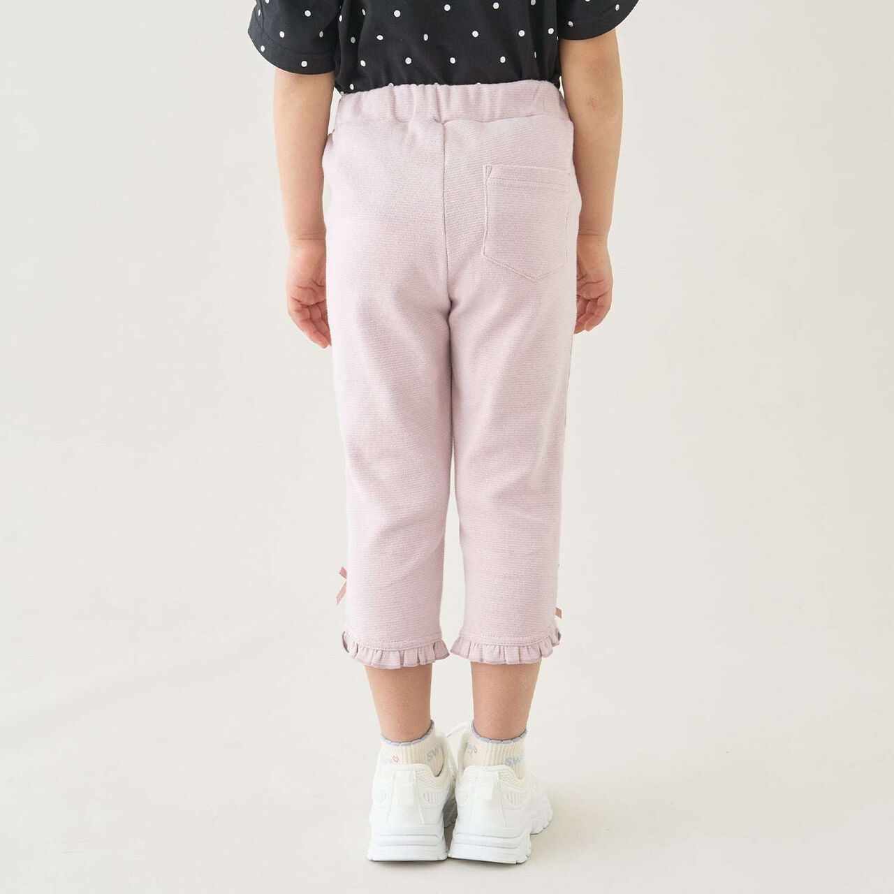 [Tomo Pants] Stain Resistant UV Cool Touch Round-Hem Frill 3/4 Capri Pants for Girls,Salmon pink, large image number 20