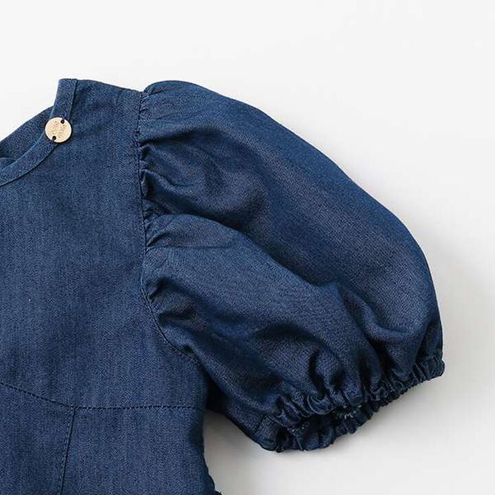 Puff Sleeve Peplum One-Piece Dress,Blue, medium image number 12