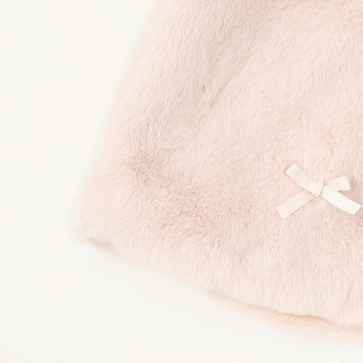 2 WAY Collar Ribbon Fur Cape,Light pink, medium image number 8