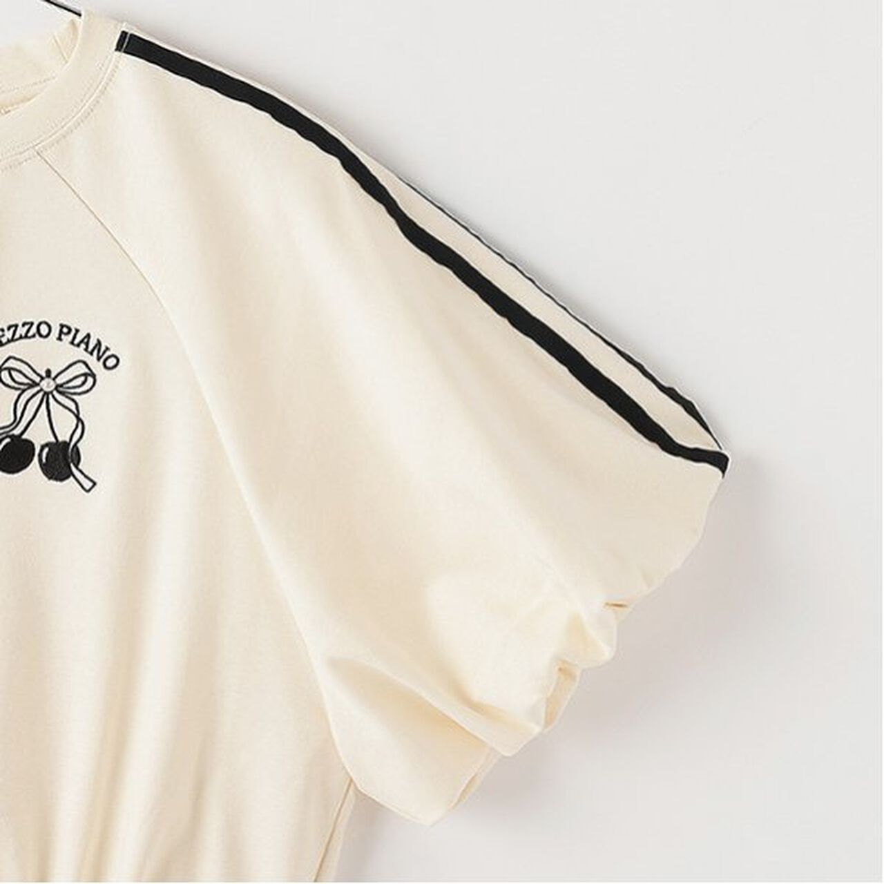 Side Line Balloon Sleeve T-Shirt & Tank Top Set,Black, large image number 7