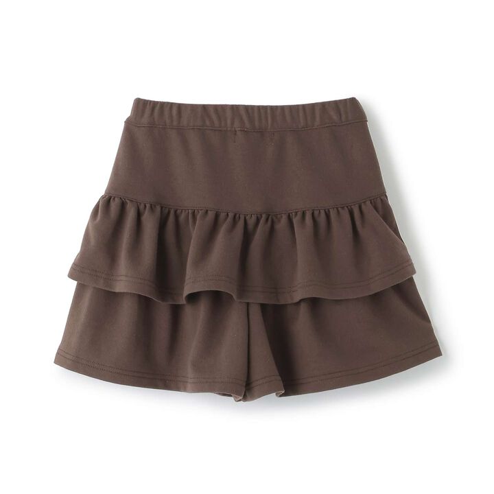 Lightweight French Terry Tiered Skirt-Shorts,Dark brown, medium image number 1