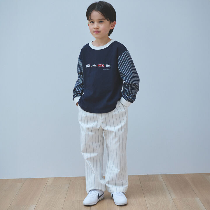 Stripe Waist Tuck Easy Pants,Pearl white, medium image number 3