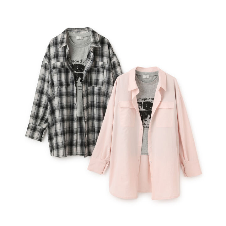 [AMI] Big Shirt × Compact T-Shirt Set,Light pink, medium image number 12