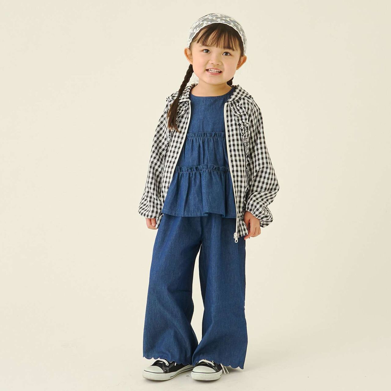 Assorted All-Over Pattern Tiered Blouse & Scallop Trim Pants Set,Emerald green, large image number 29