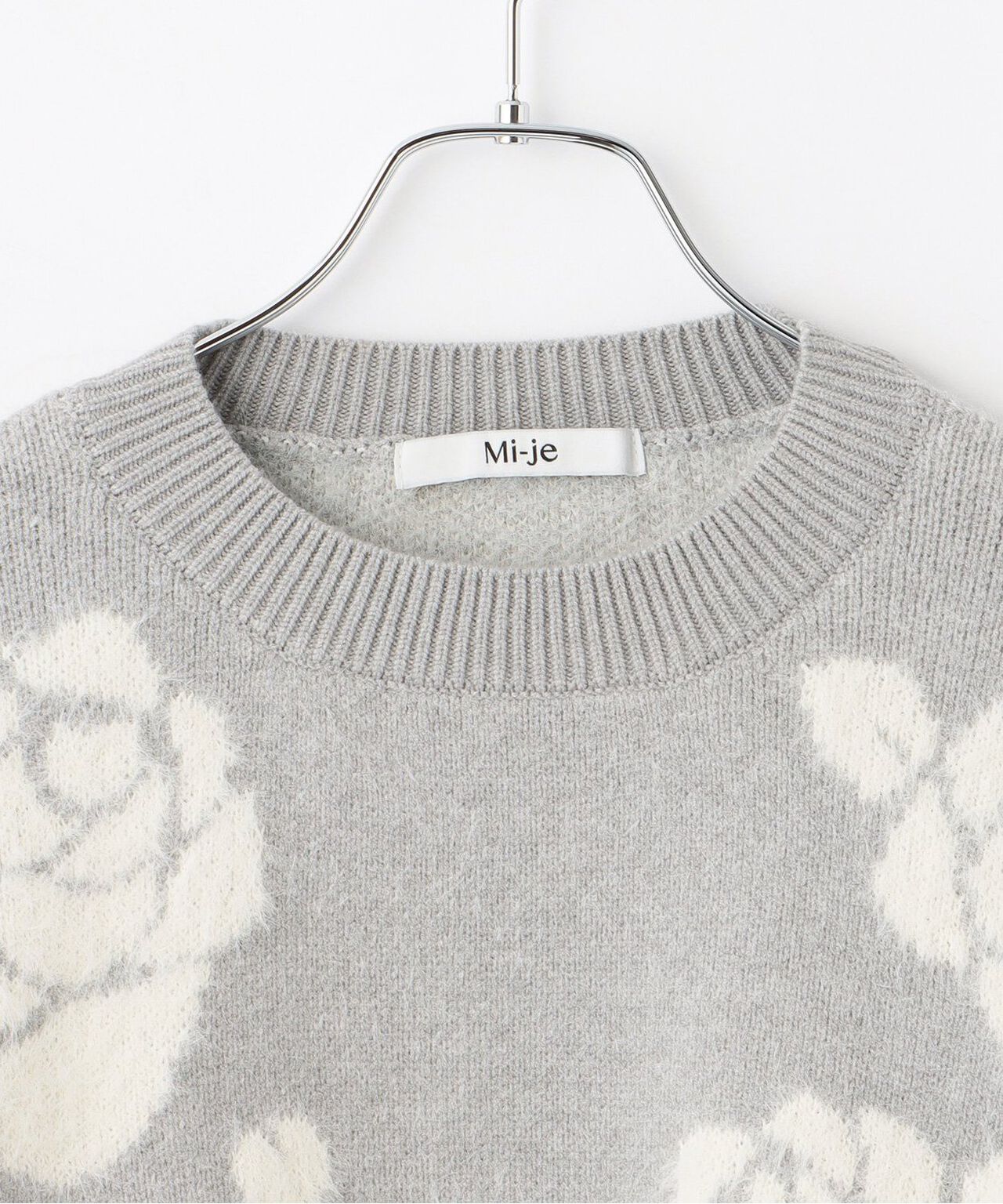 Rose Shaggy Knit [Korean Fashion],Gray, large image number 5