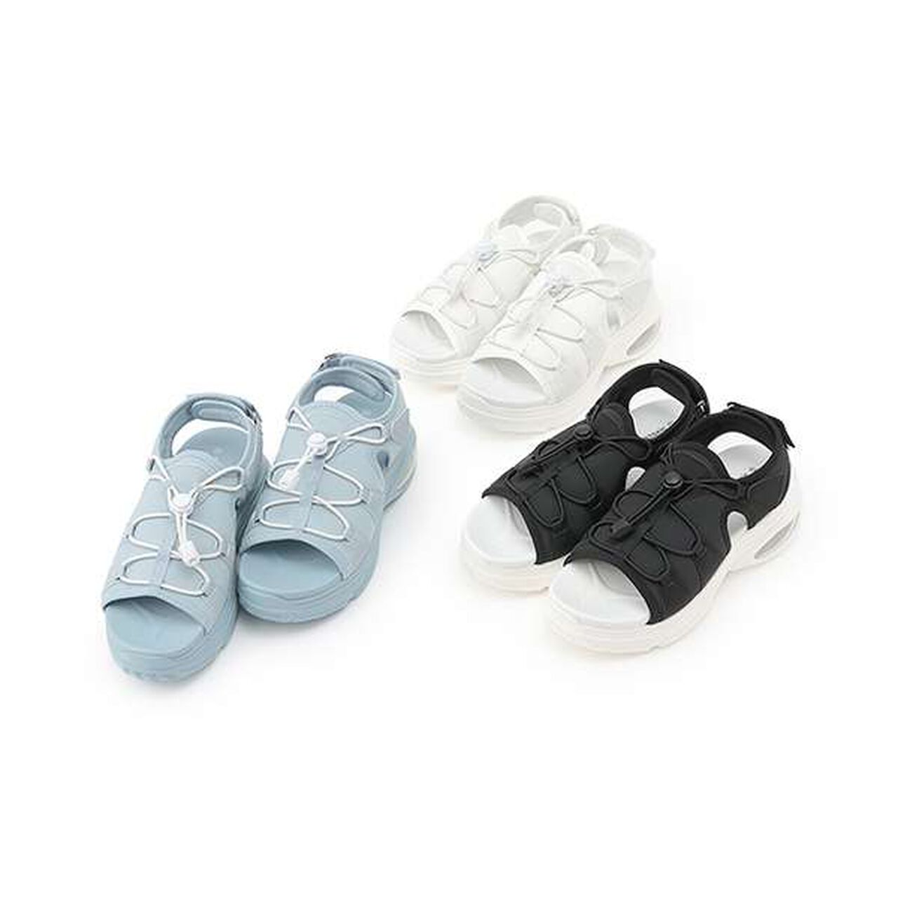 Drawstring Platform Sandals,Sax blue, large image number 11