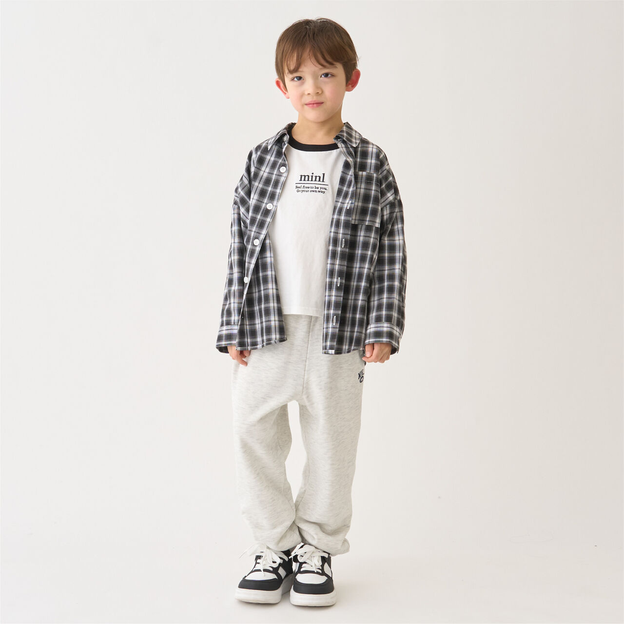 [Inner Wear Set] Long-Sleeve Checkered Shirt,Black, large image number 2