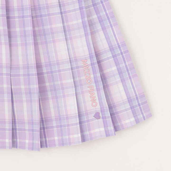 Charm-Embellished Check Pleated Skirt-Pants,Lavender, medium image number 6