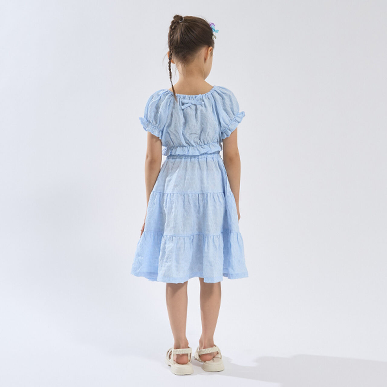 Front and Back Both OK! Blouse & Tiered Skirt Set,Light blue, large image number 16