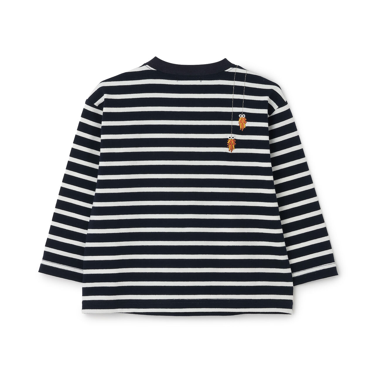 Insect Stripe Pattern Long-Sleeve T-Shirt with Pocket,Navy, large image number 8