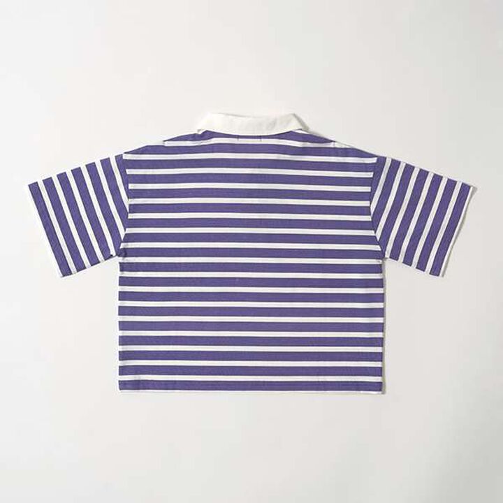 Non-Deforming Soft Cotton Oversized Stripe Print Rugby Shirt,Purple, medium image number 13