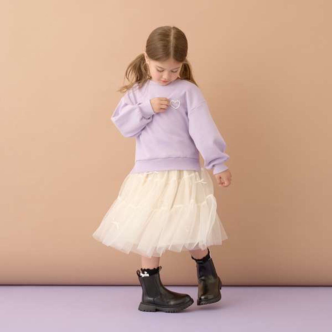 Tiered Tulle Skirt with Ribbon,Black, large image number 19