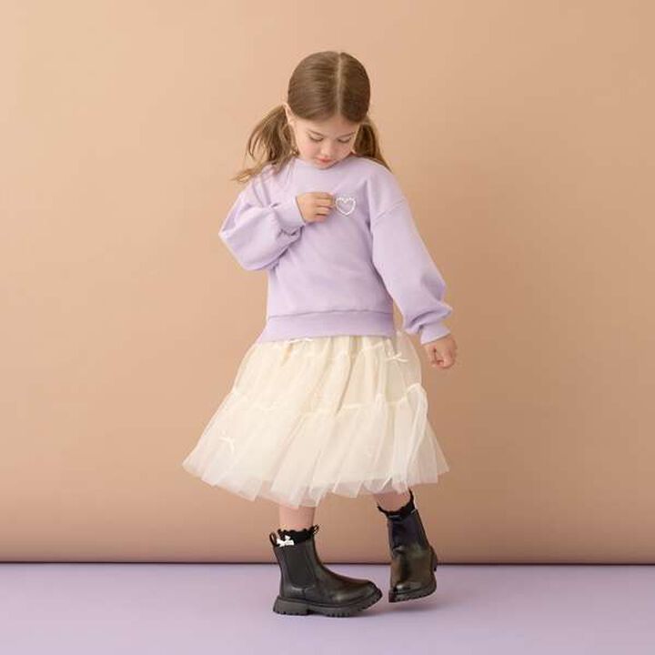 Tiered Tulle Skirt with Ribbon,Black, medium image number 19