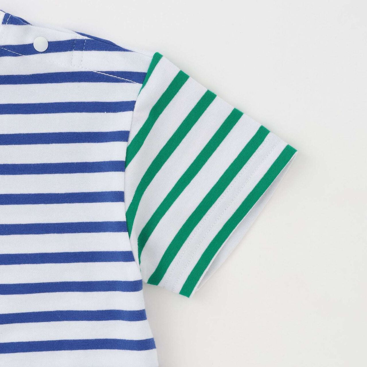 [Kobito Zukan] Stripe Pattern Short-Sleeve T-Shirt,Navy, large image number 4