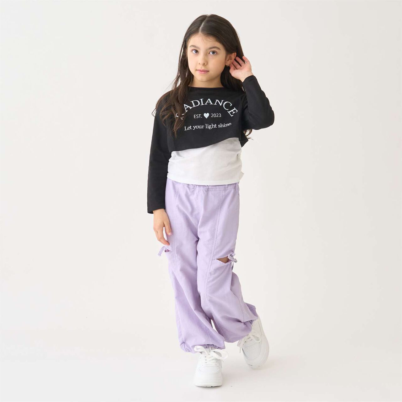 Water-Repellent Slit Cargo Pants,Black, large image number 1