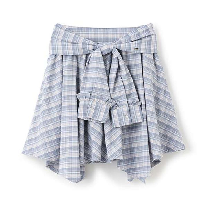 Knot Shirt Style Skirt with Shorts,Light gray, medium image number 5