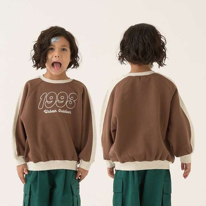 Pilling-Resist Bi-Color Raglan Fleece Sweatshirt,Brown, medium image number 0
