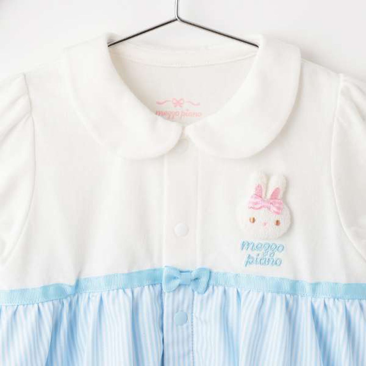 Short-Sleeve Romper with Rabbit Mascot Skirt,Light blue, large image number 2