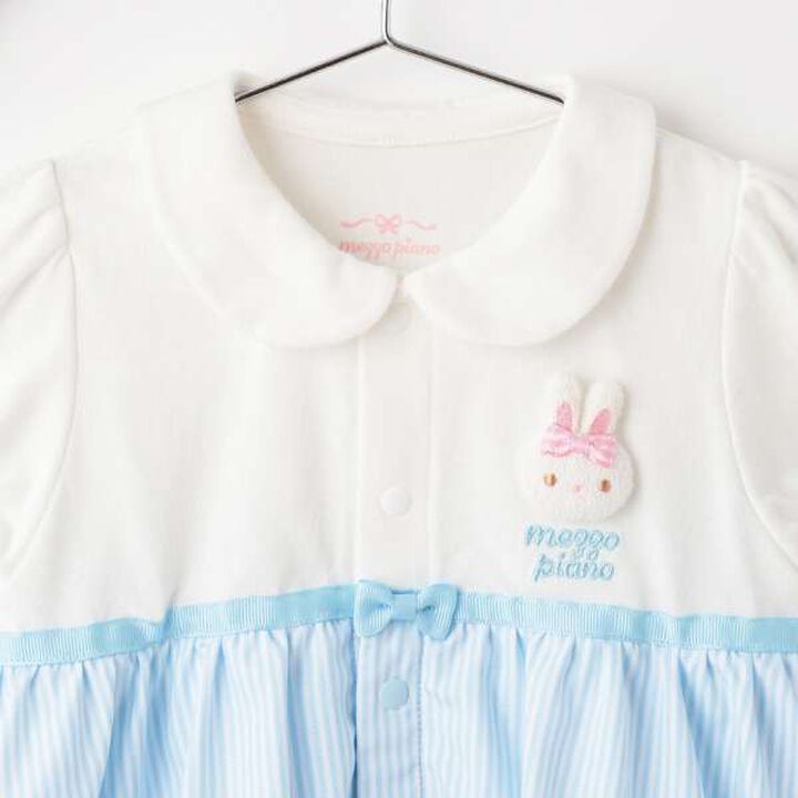 Short-Sleeve Romper with Rabbit Mascot Skirt,Light blue, medium image number 2