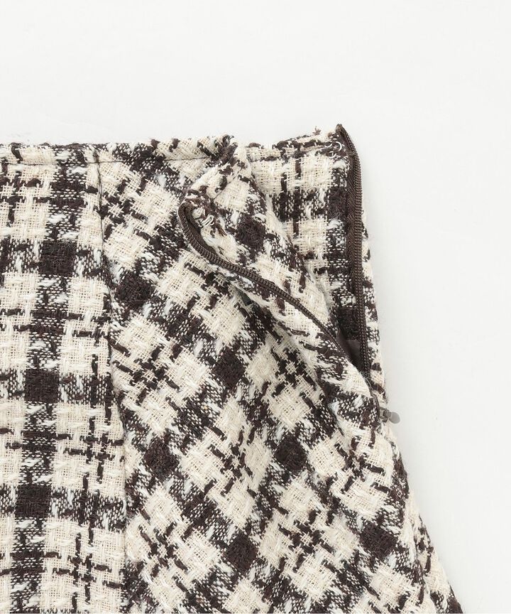 Tweed Lace-up Skirt,Black, medium image number 3