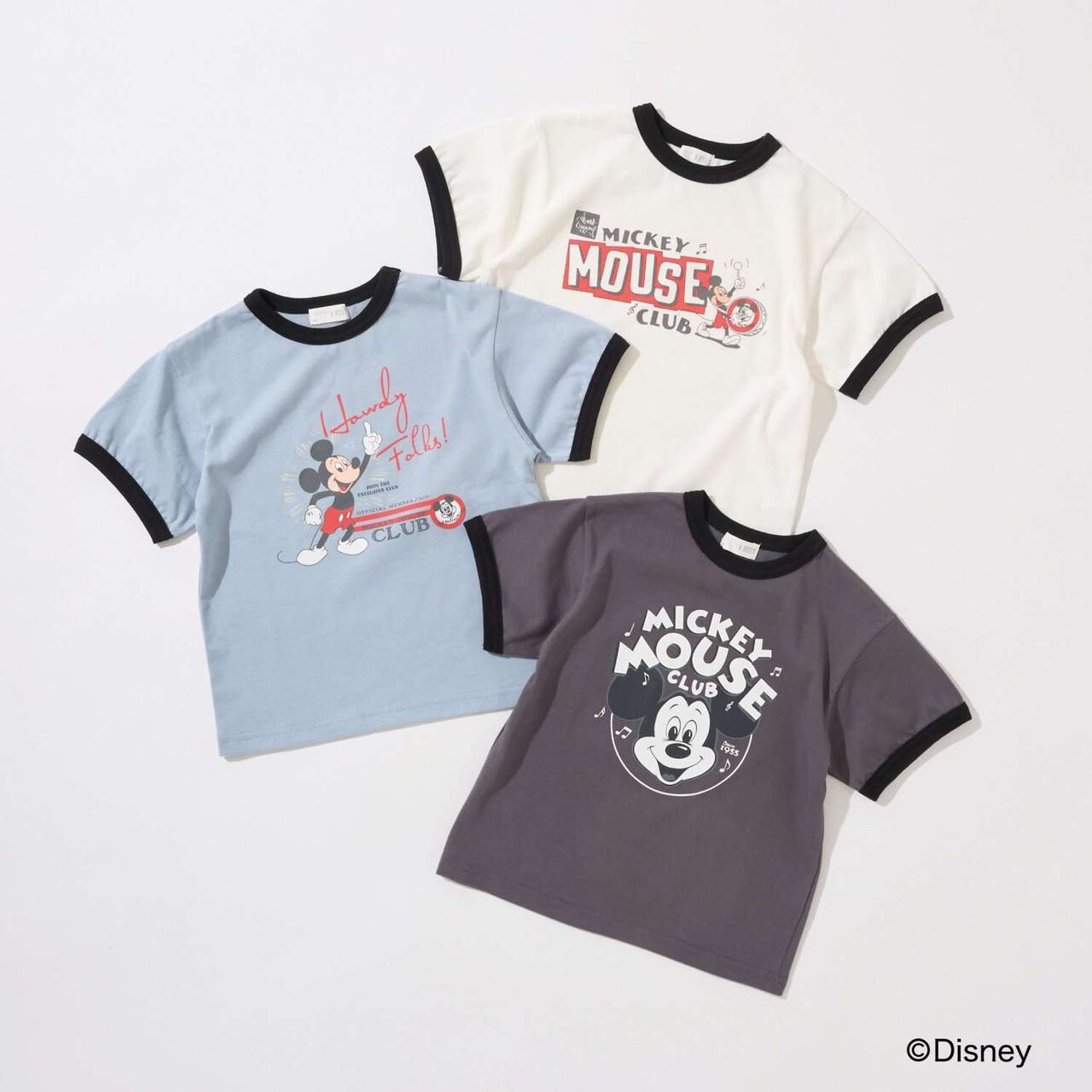 [Disney] [Comfortable Jersey] Assorted Print Ringer T-Shirt,Charcoal gray, large image number 1