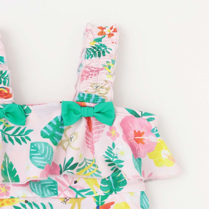 [SWIM] Tropical Print One-Piece Dress Swimsuit,Red, medium image number 3