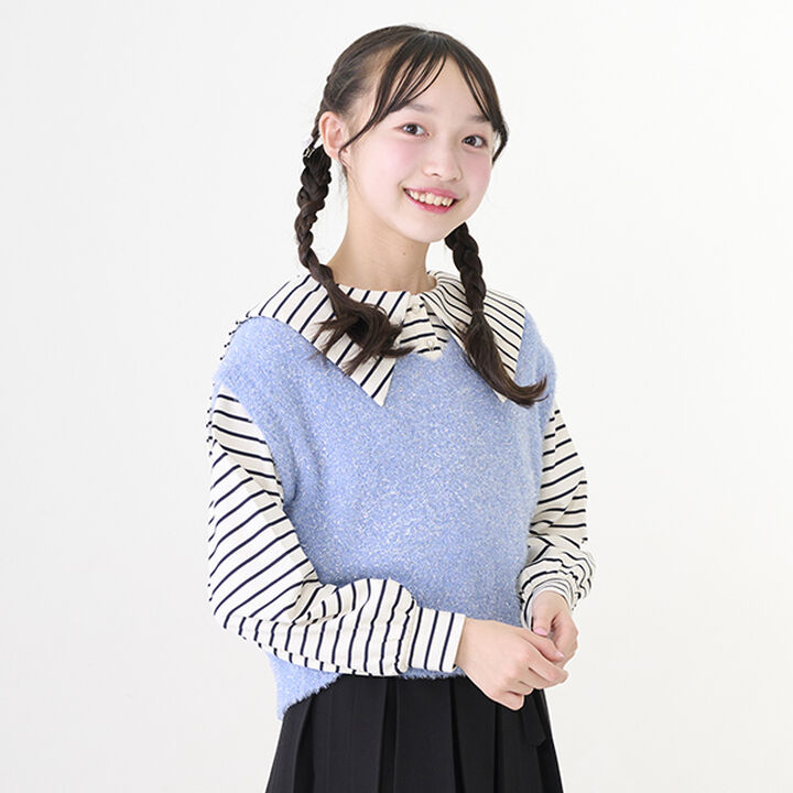 Shaggy Vest & Sailor Long-Sleeve T-Shirt Set,Sax blue, medium image number 15