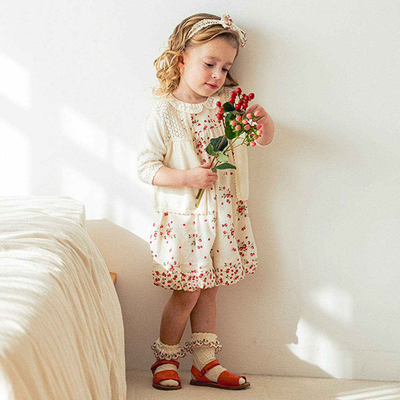 ☆BASIC Wild Strawberry Socks,Pearl white, large image number 7