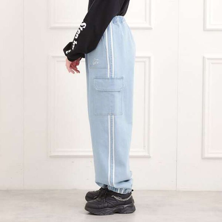 Line Denim Cargo Pants,Light blue, medium image number 2