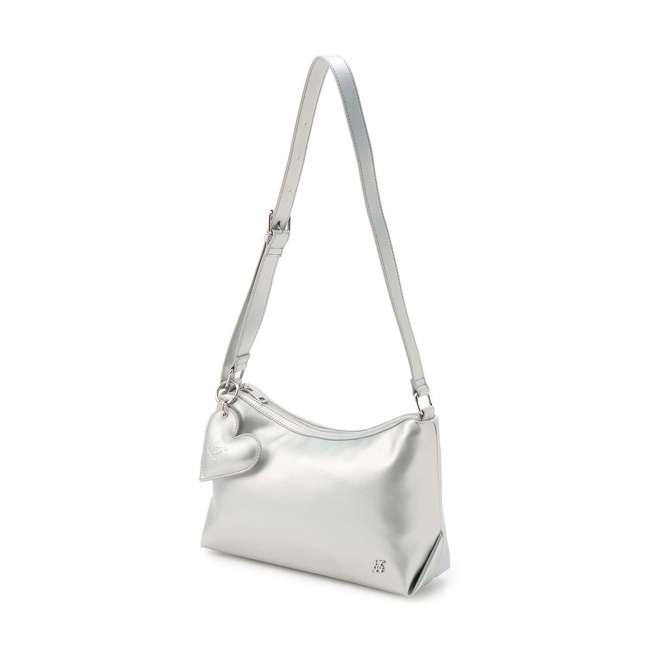 Charm-Embellished Faux Leather Shoulder Bag,Ivory, large image number 3