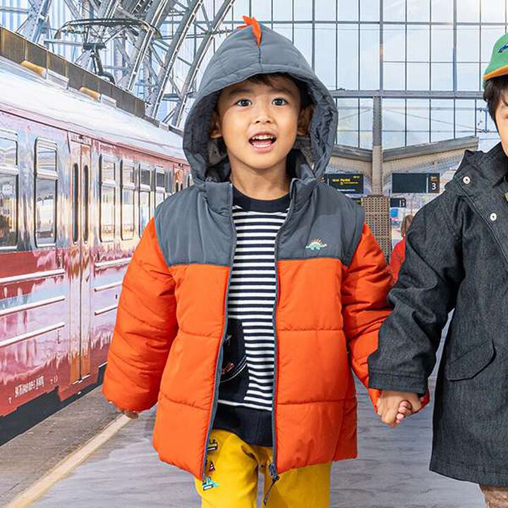 Dinosaur 3-Way Puffer Jacket,Orange, medium image number 5