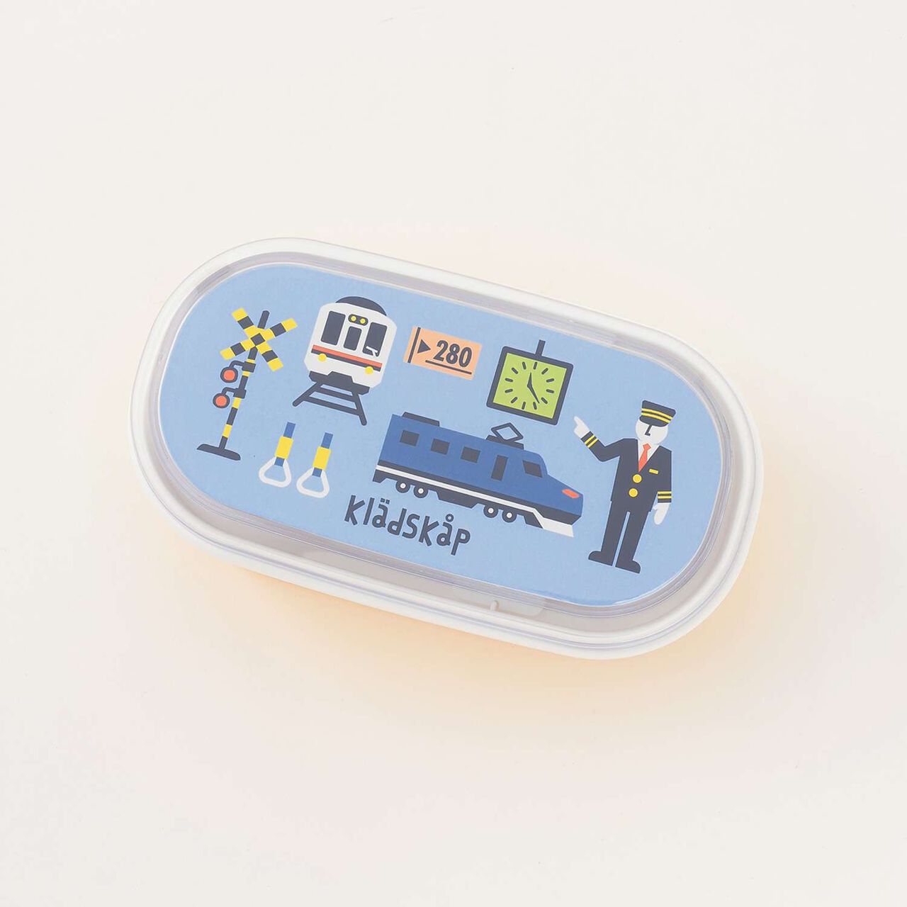 Train Pattern Lunch Box,Sax blue, large image number 3