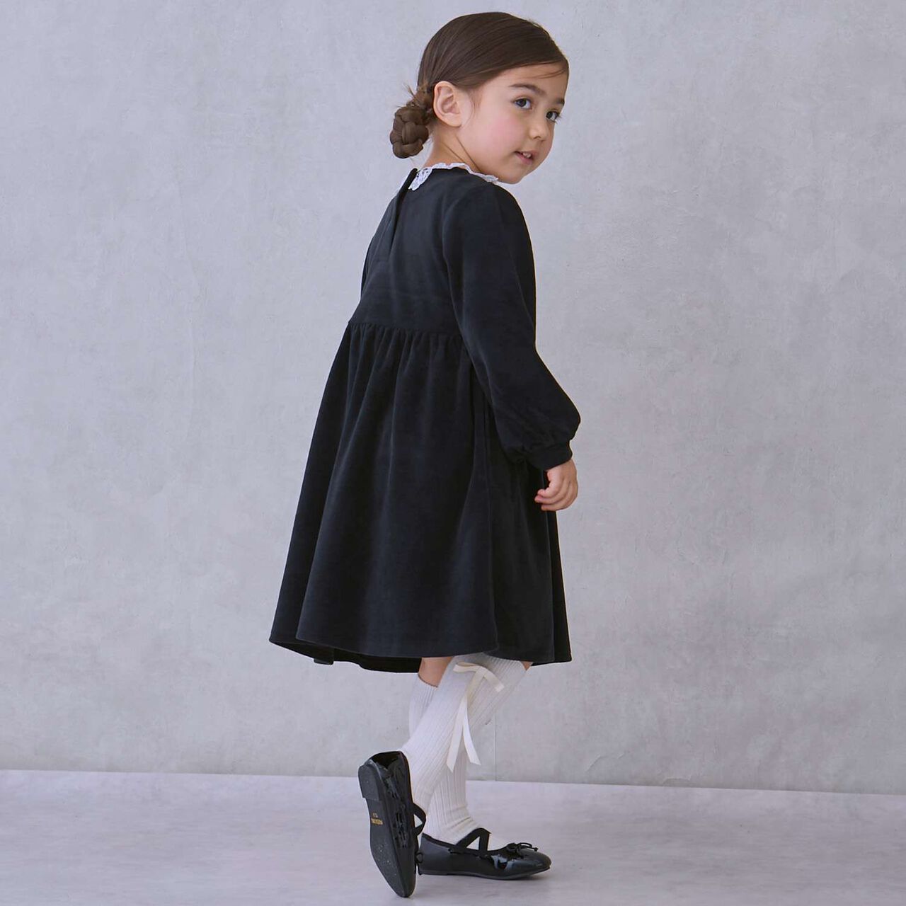 Velour Lace One-Piece Dress,Light pink, large image number 1