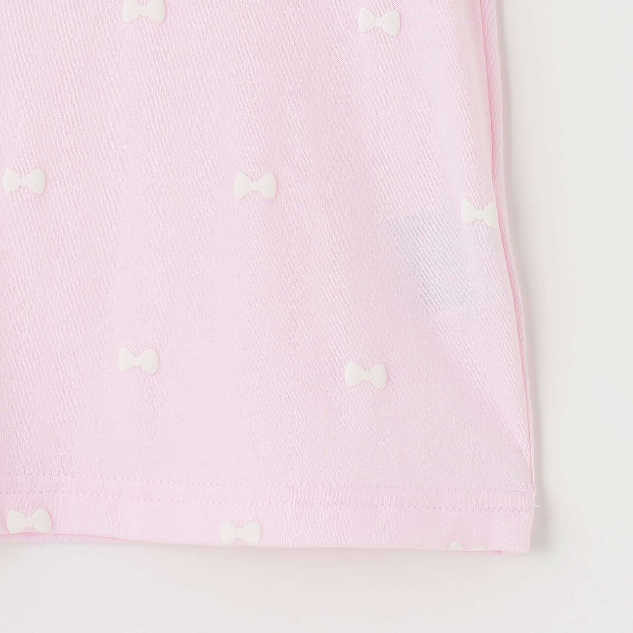 Short Sleeve T-Shirt with Rabbit Mascot and Ribbon Pattern,Off white, large image number 6