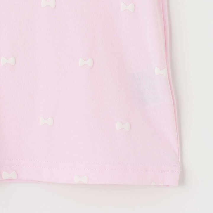 Short Sleeve T-Shirt with Rabbit Mascot and Ribbon Pattern,Off white, medium image number 6