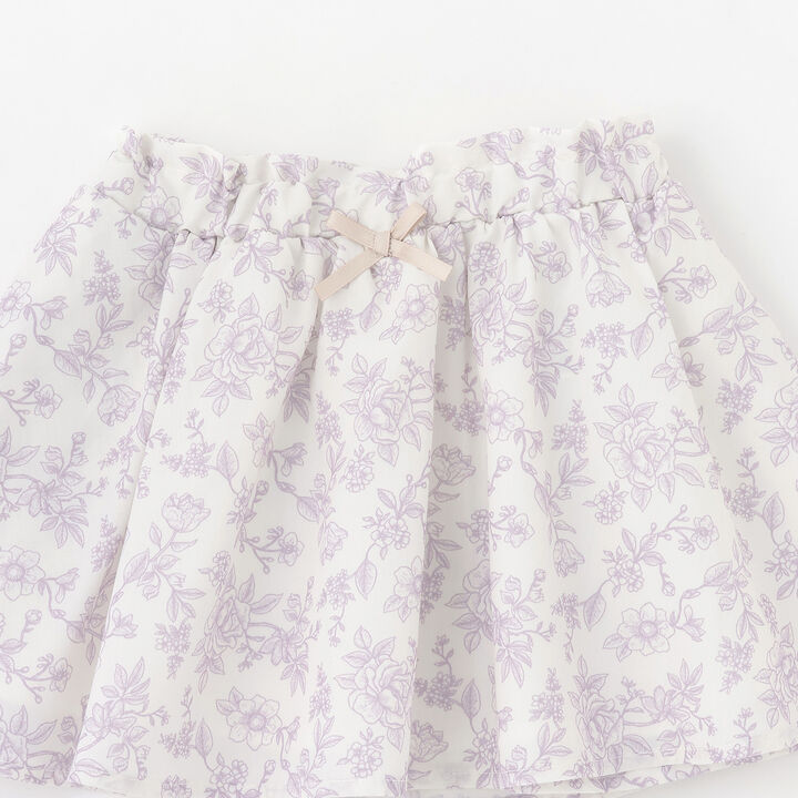 Floral Print Gathered Skirt,Navy, medium image number 7