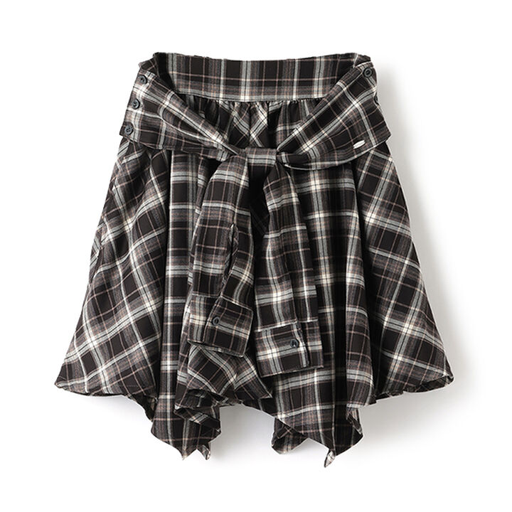Knot Shirt Style Skirt with Shorts,Black, medium image number 11
