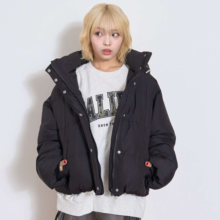 Puffy Bomber Jacket,Light gray, medium image number 3