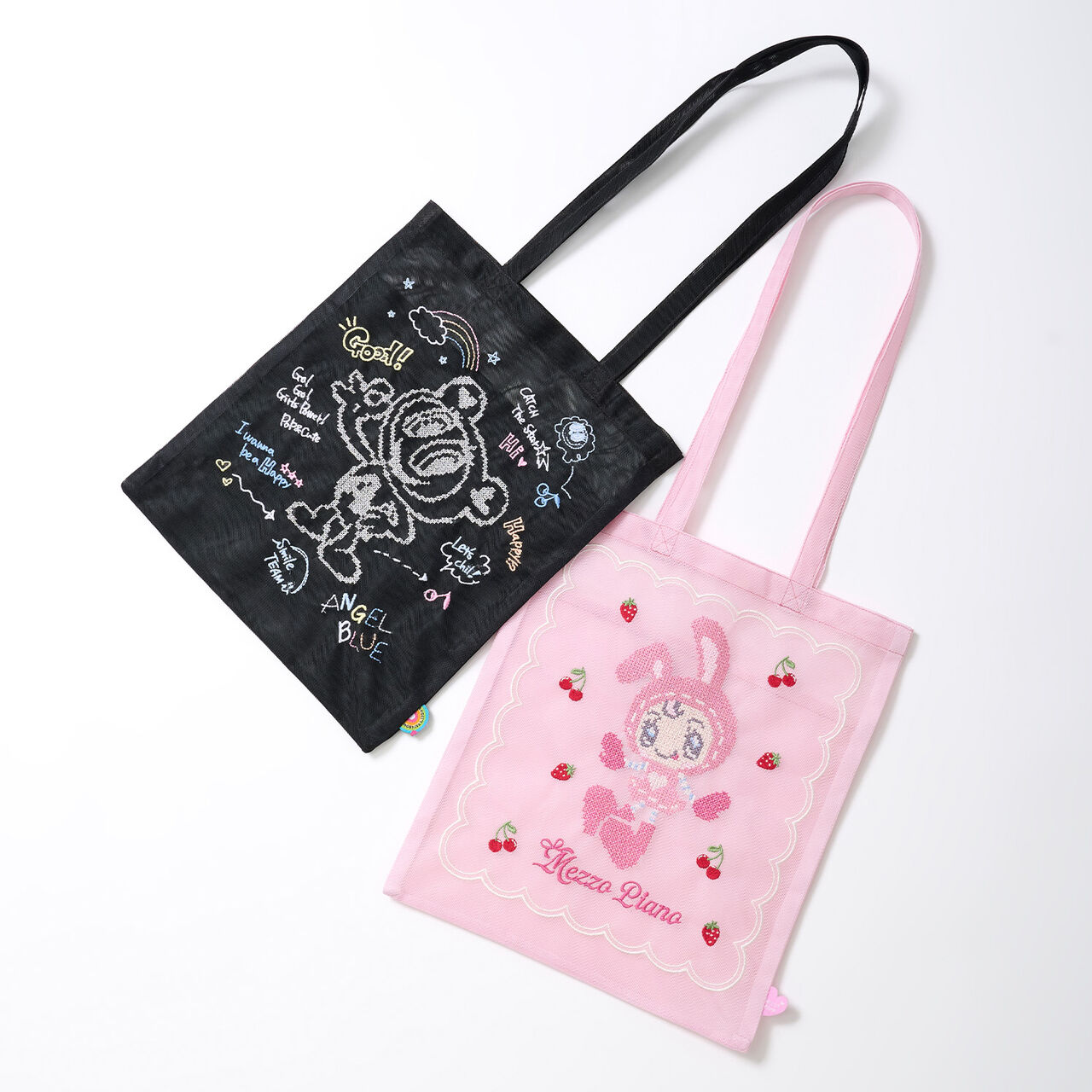 Mr. Nakamura Embroidered Mesh Tote Bag,Black, large image number 9