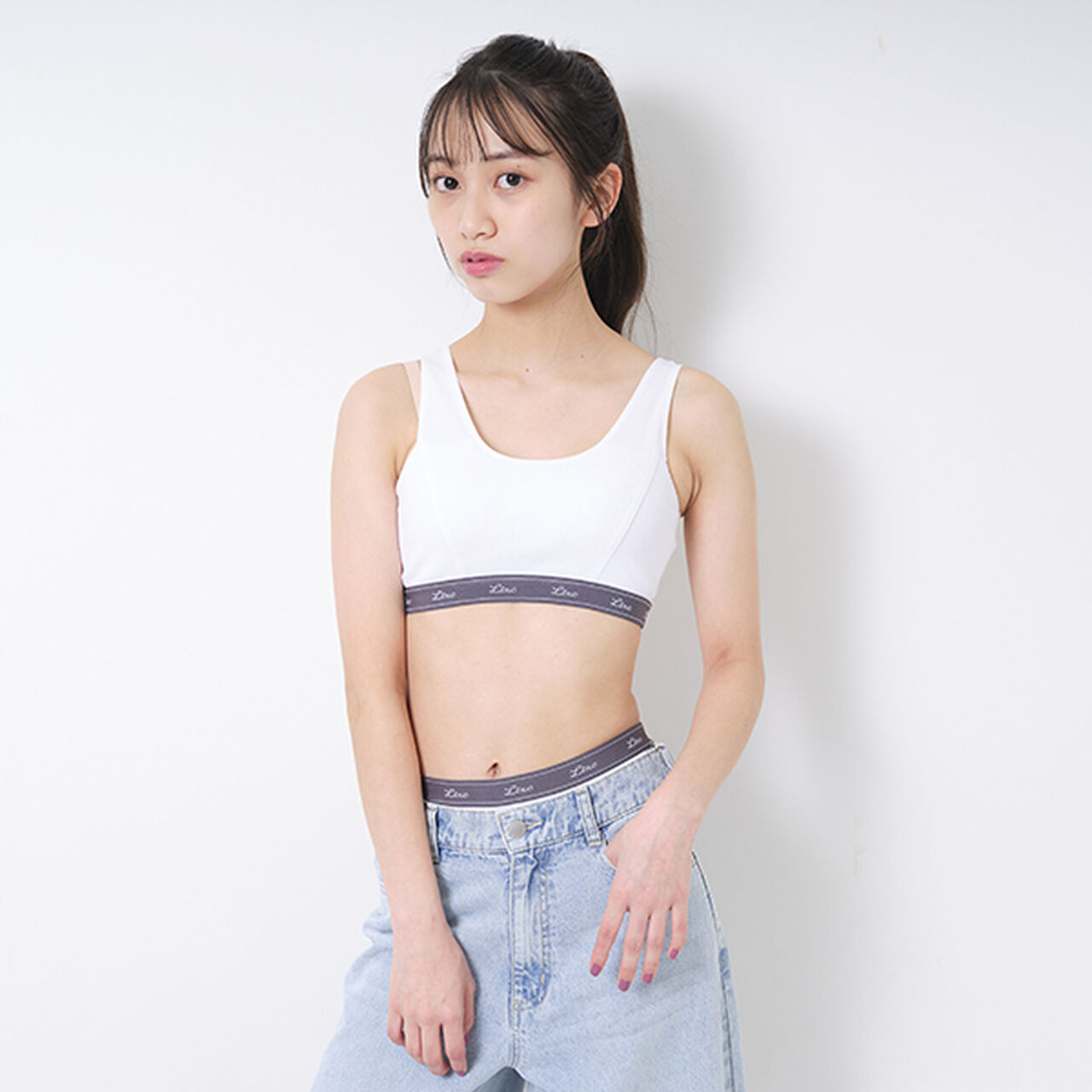 [LTXC] Ribbed Half Top,White, large image number 0