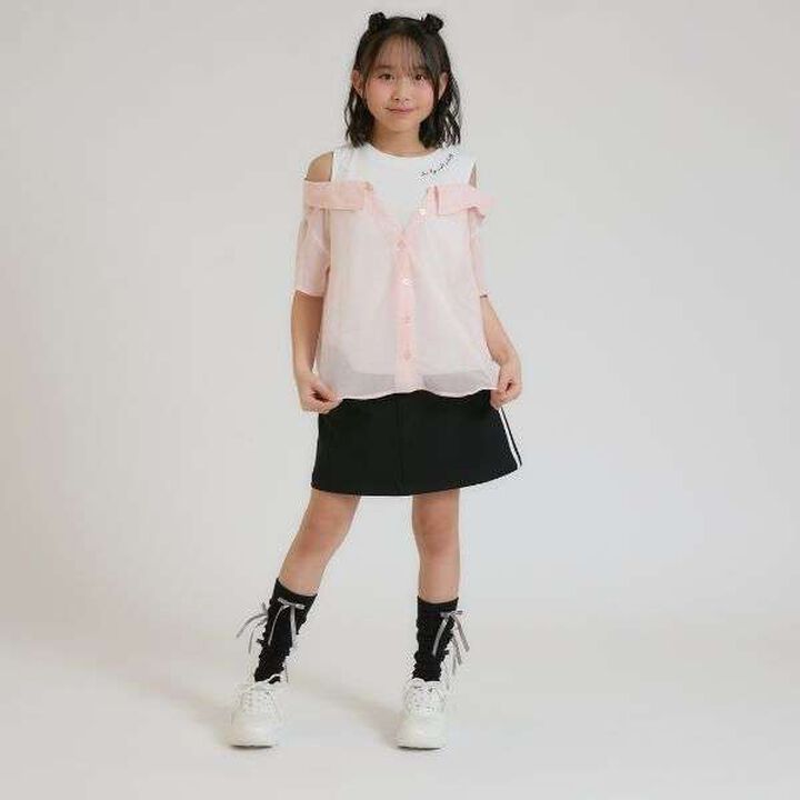 Shoulder Cutout Sheer Check Docking Shirt,Off white, medium image number 16