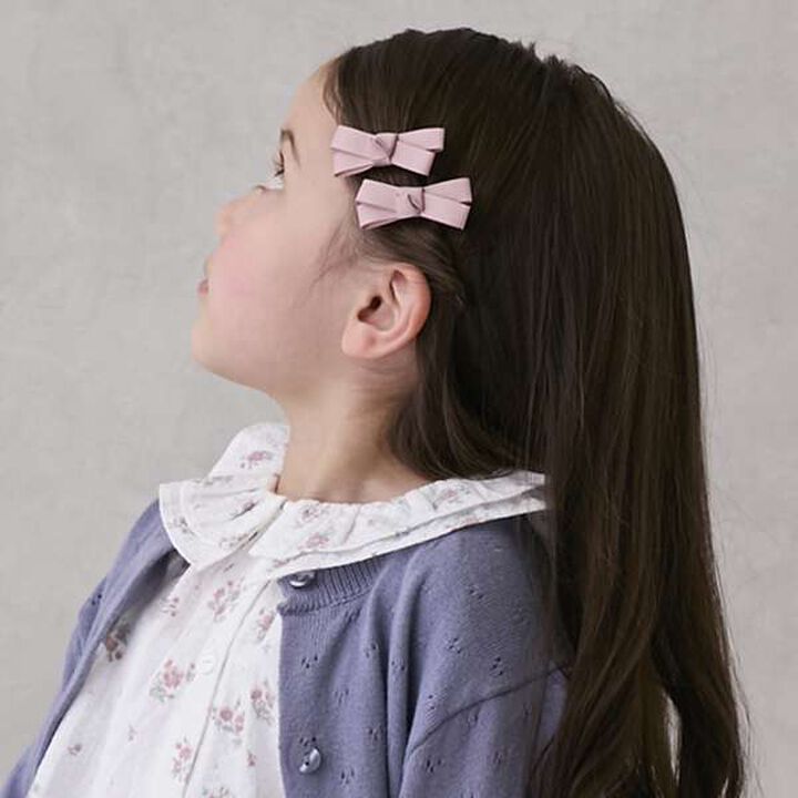 Ribbon Hair Clips 2P,Sax blue, medium image number 20