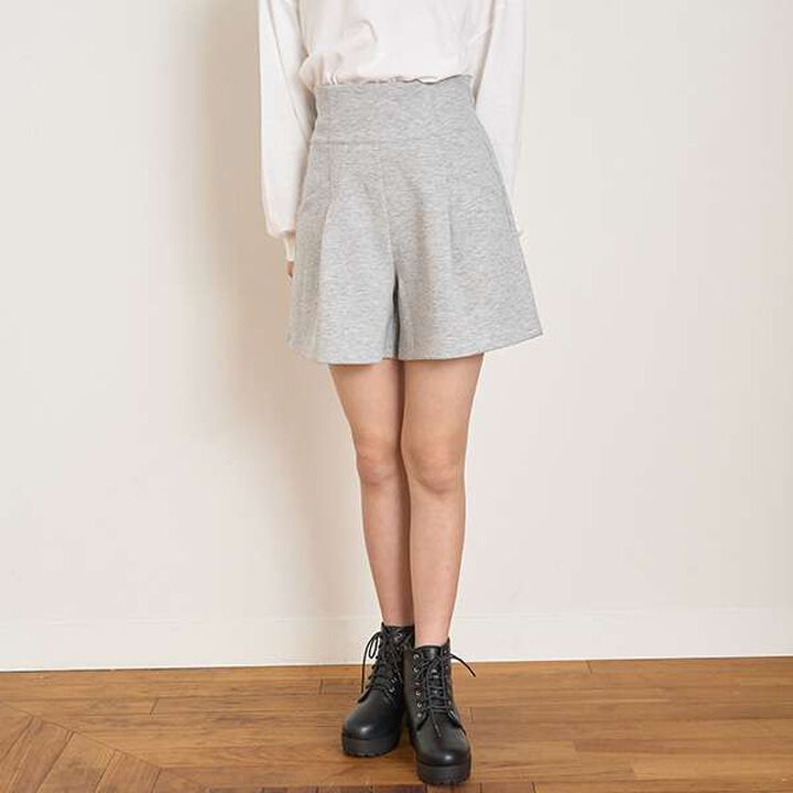 Cut High-Waist Shorts,Gray, medium image number 0