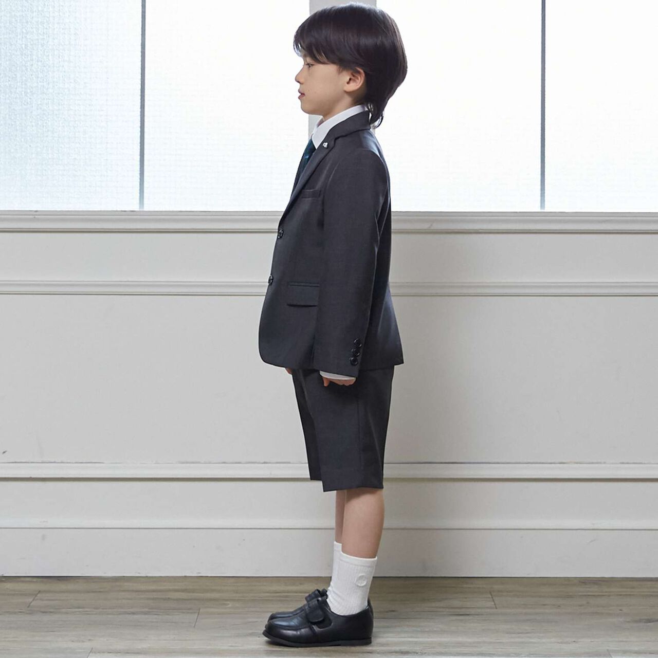 [Formal] Gray Jacket & Half Pants Set,Gray, large image number 1