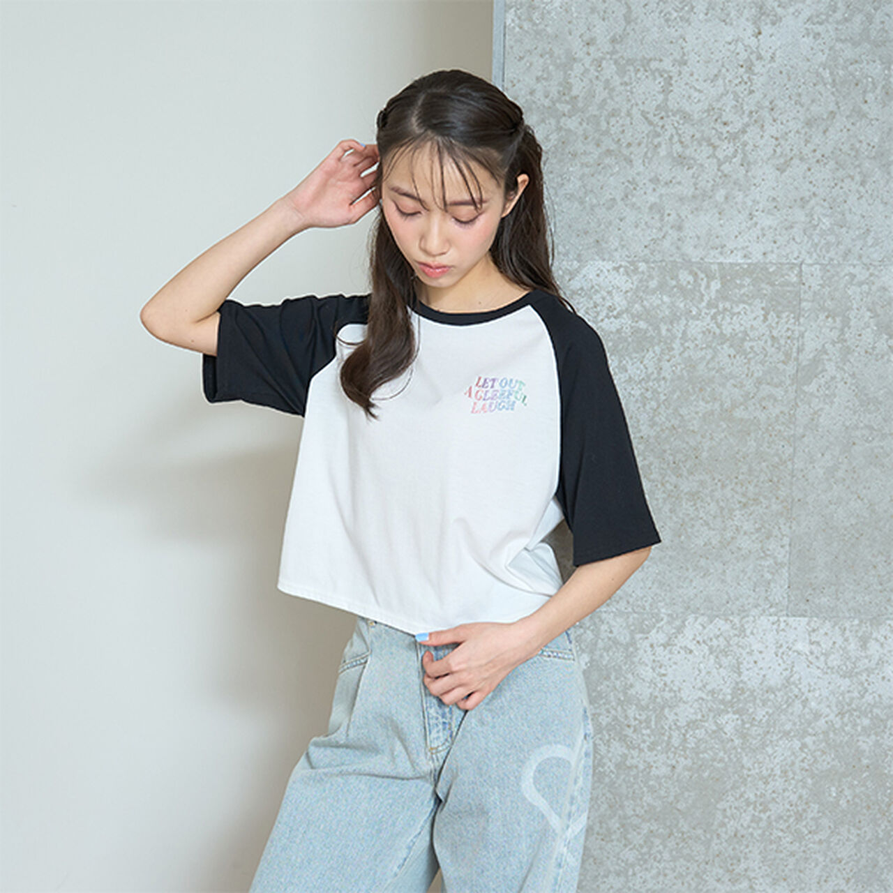 Heart Raglan 5/6 Sleeve T-Shirt,Off white, large image number 1