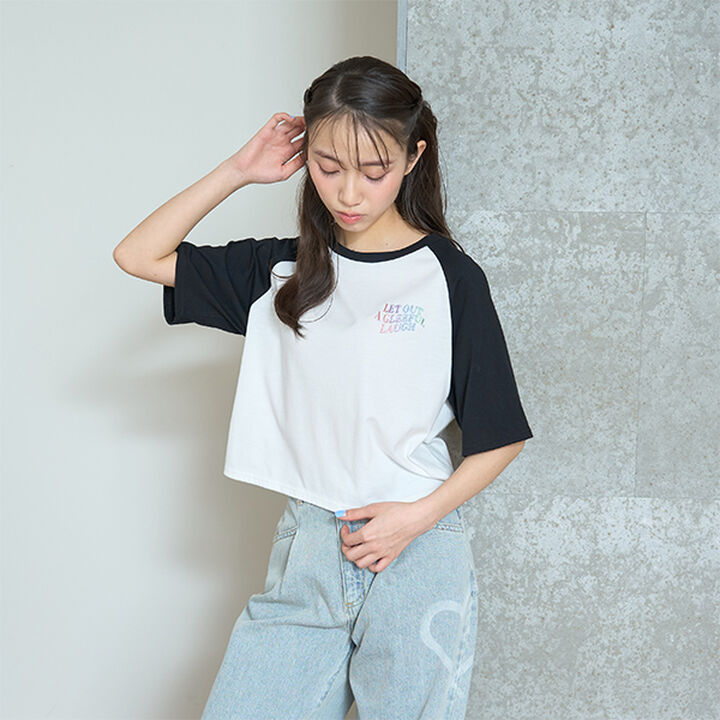 Heart Raglan 5/6 Sleeve T-Shirt,Off white, medium image number 1