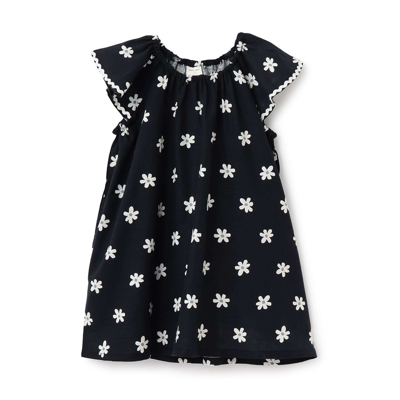 [Link] Cotton Rayon All-Over Pattern Short-Sleeve One-Piece Dress,Black, large image number 11