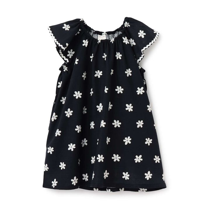 [Link] Cotton Rayon All-Over Pattern Short-Sleeve One-Piece Dress,Black, medium image number 11