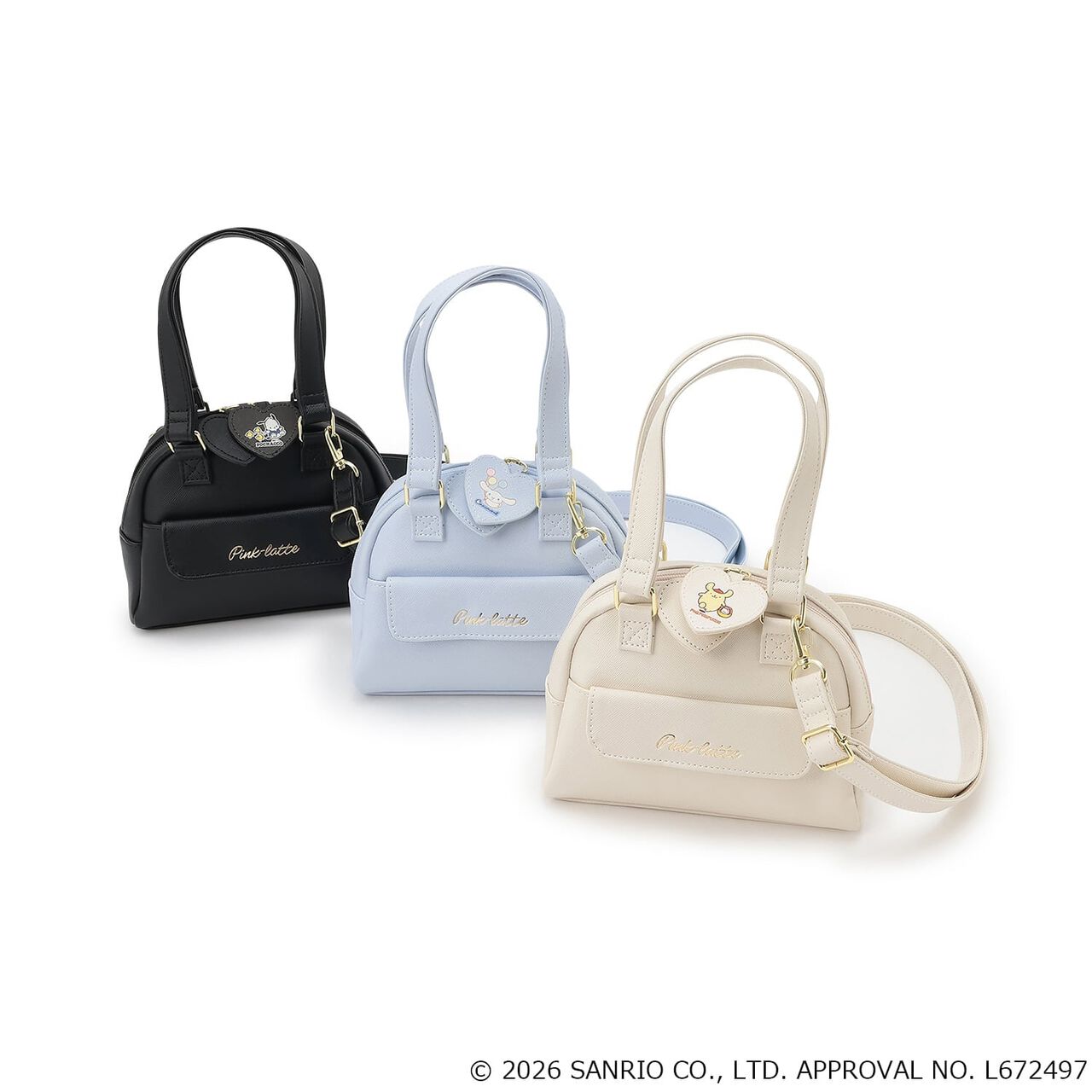 [Sanrio Characters] Mini Boston Faux Leather Shoulder Bag,Off white, large image number 1