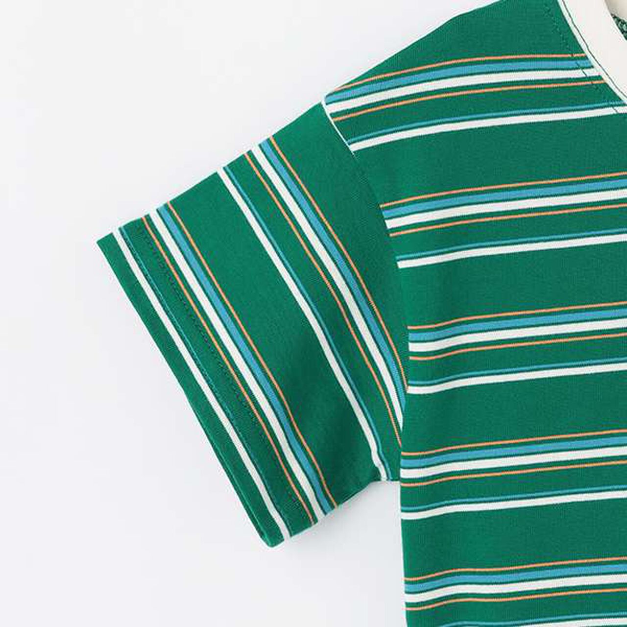 Anti-Stain Multi Stripe Short Sleeve T-Shirt,Brown, large image number 3